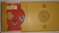 Годовой набор монет СССР 1987 год (лот №3), ЛМД, цвет пластика розовый - Коллекции - Екб
